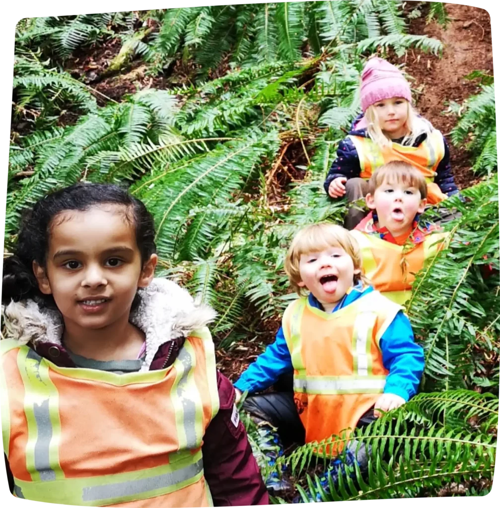 kids on a forest hike
